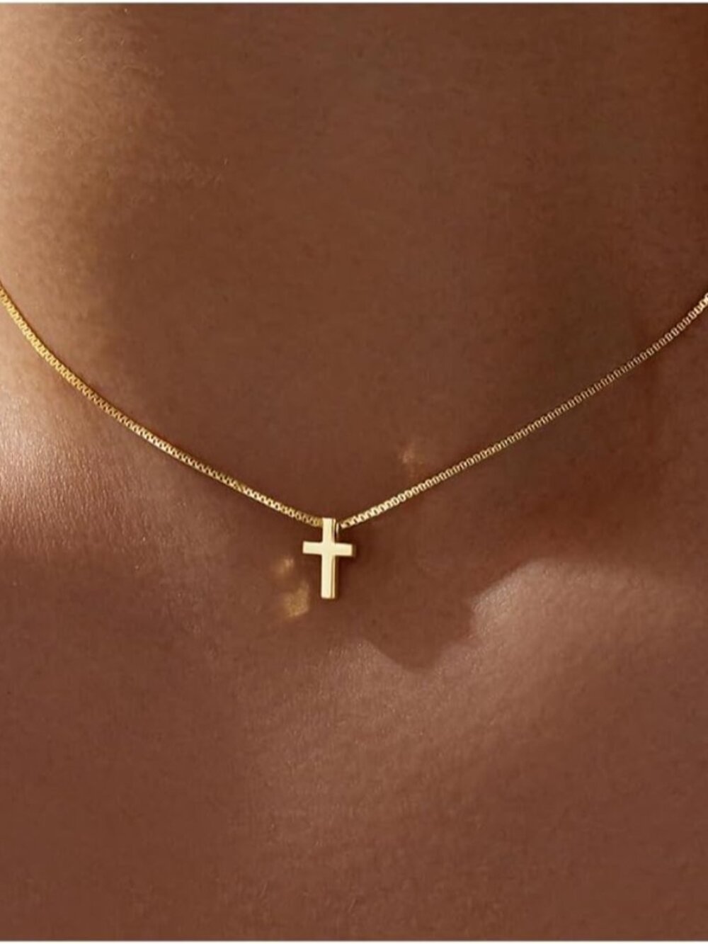 Easter Basket Stuffer Cross Necklace for Women Girls, Dainty 14K Gold Silver Pla